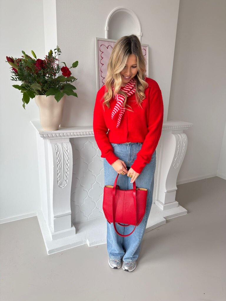 Ro gilet with striped scarf red