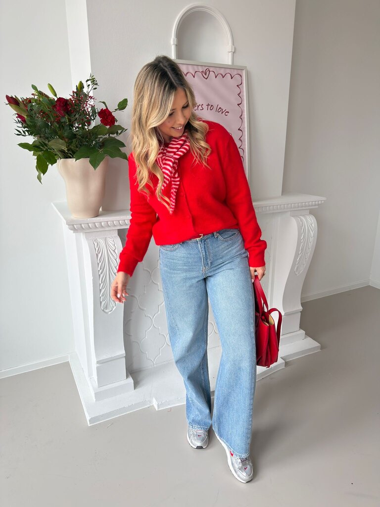 Ro gilet with striped scarf red