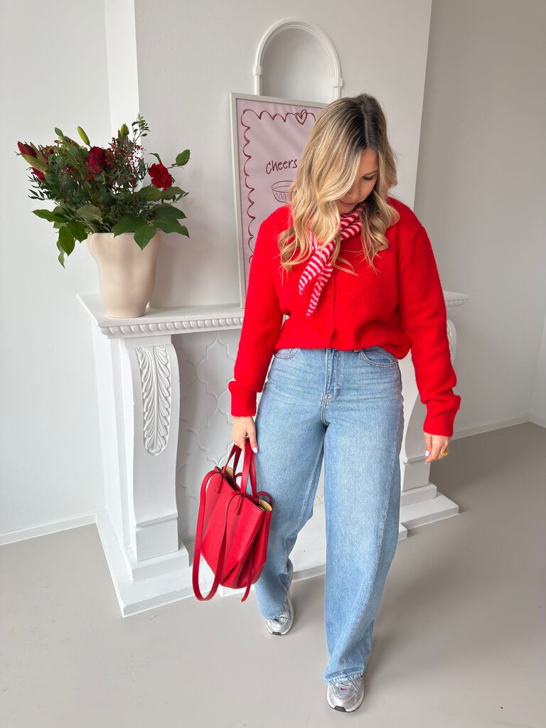 Ro gilet with striped scarf red