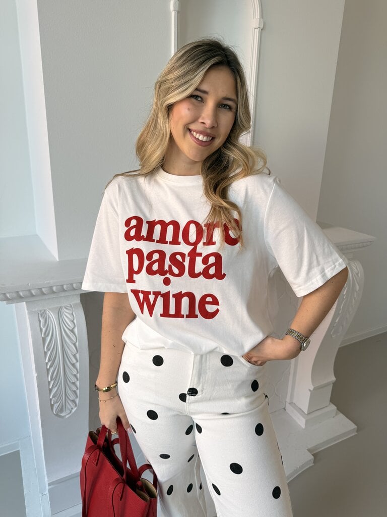 Amour/pasta/wine t-shirt red