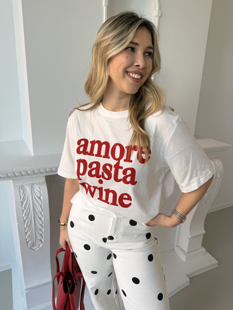 Amour/pasta/wine t-shirt red