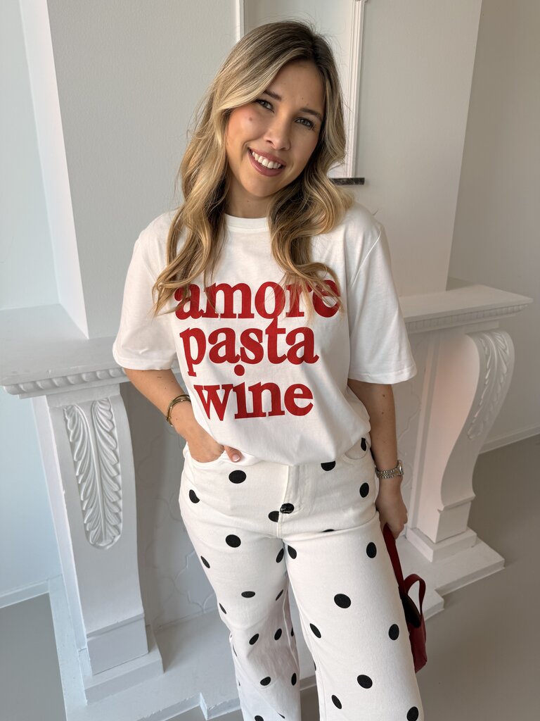 Amour/pasta/wine t-shirt red