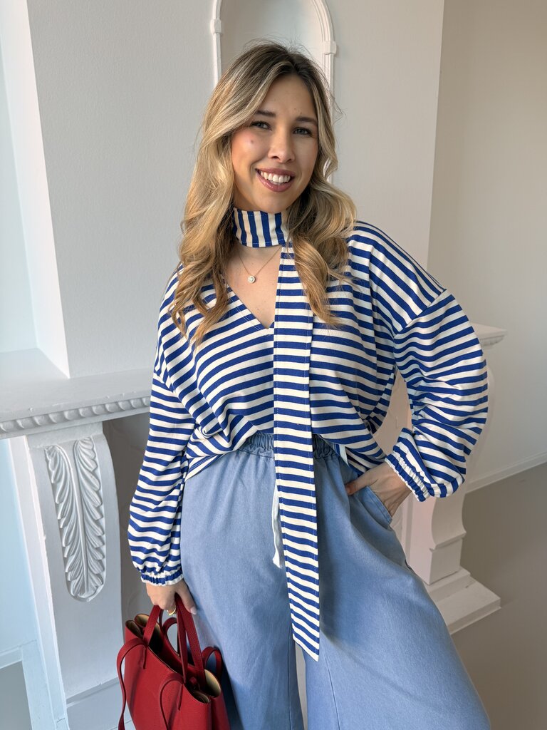 Morgane sweat with scarf blue