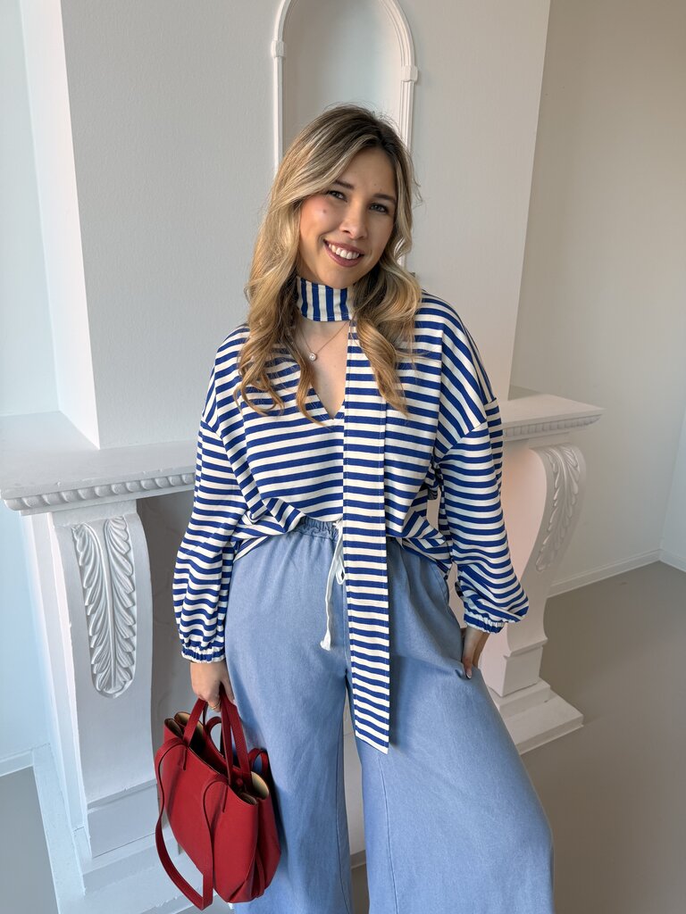 Morgane sweat with scarf blue