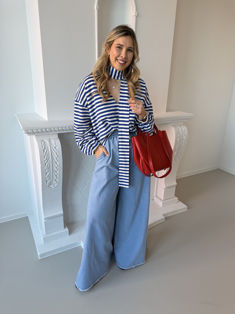 Morgane sweat with scarf blue