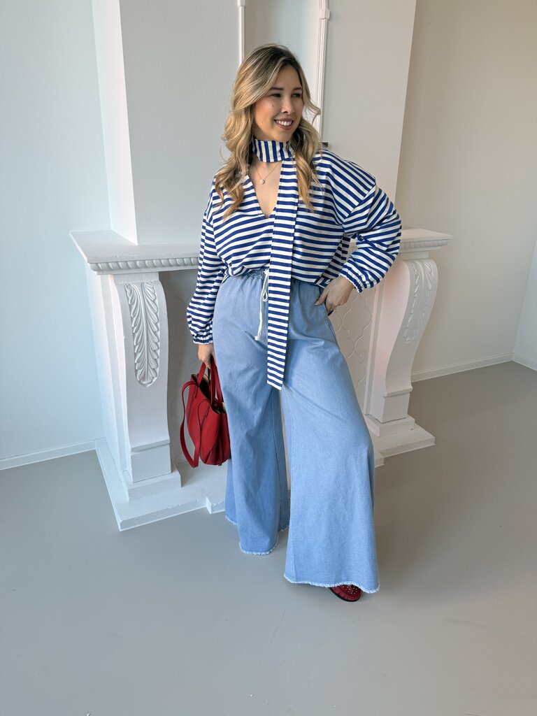 Morgane sweat with scarf blue