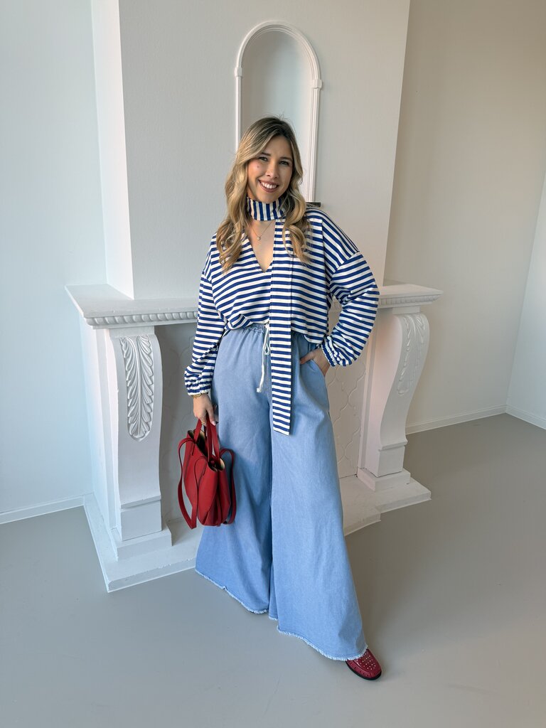 Morgane sweat with scarf blue