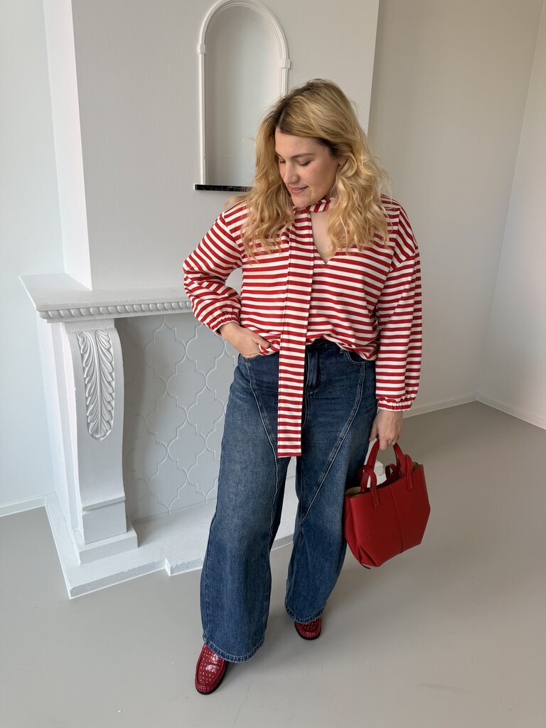 Morgane sweat with scarf  red