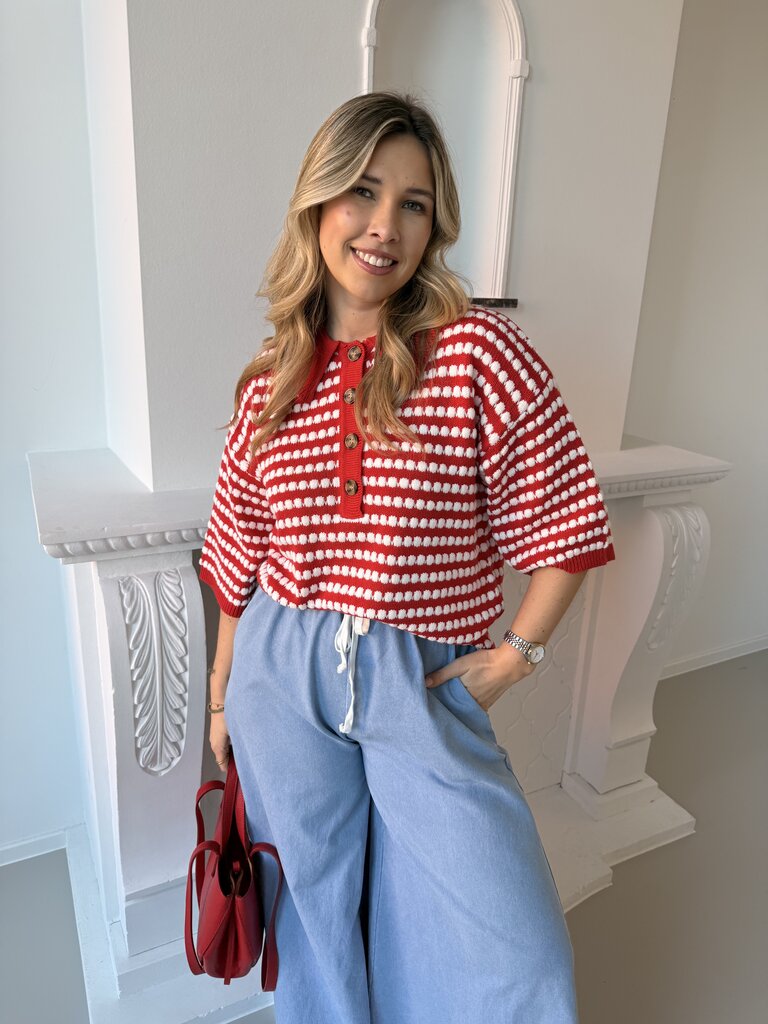 Sarif knit red/white