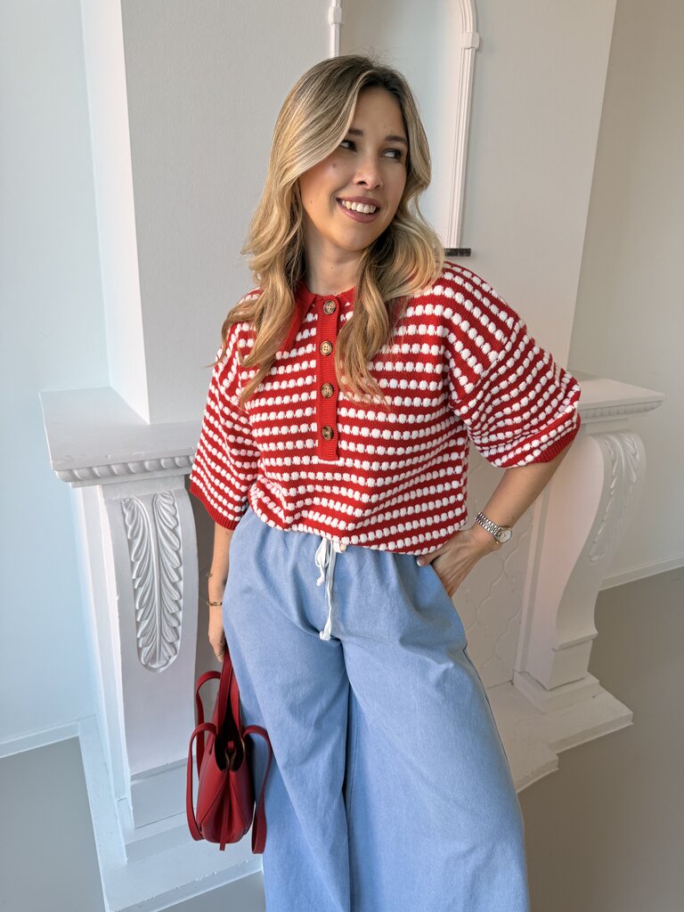 Sarif knit red/white