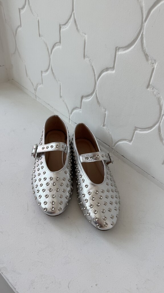 Mary Jane ballerina's silver