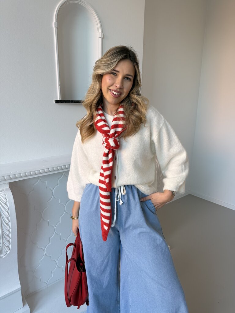 Lauren striped scarf red