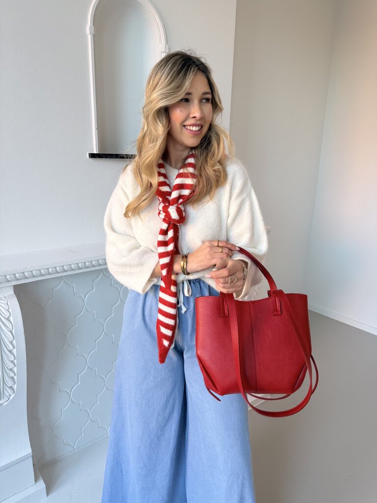 Lauren striped scarf red
