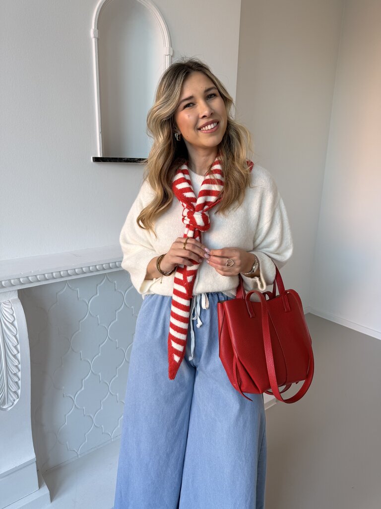 Lauren striped scarf red