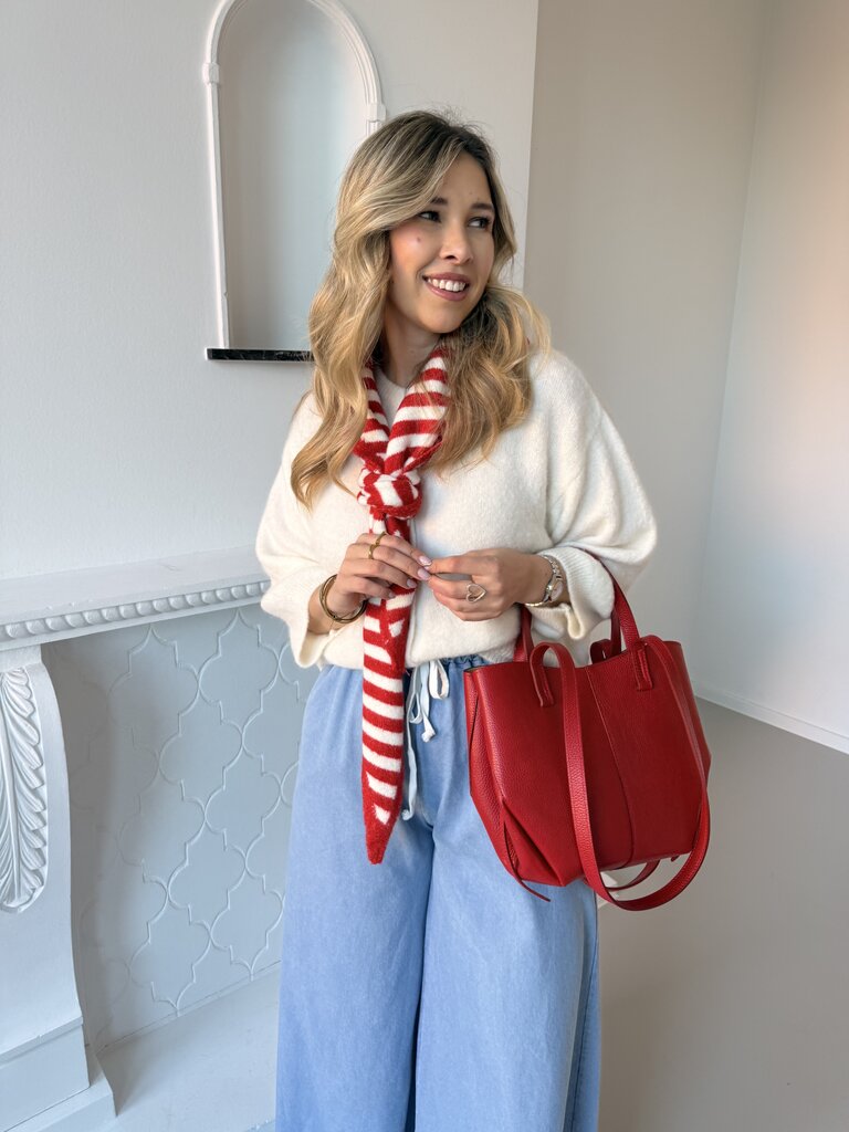 Lauren striped scarf red