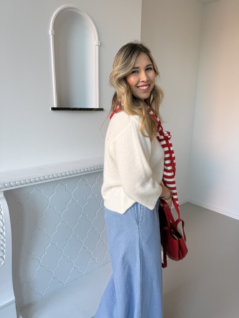 Lauren striped scarf red