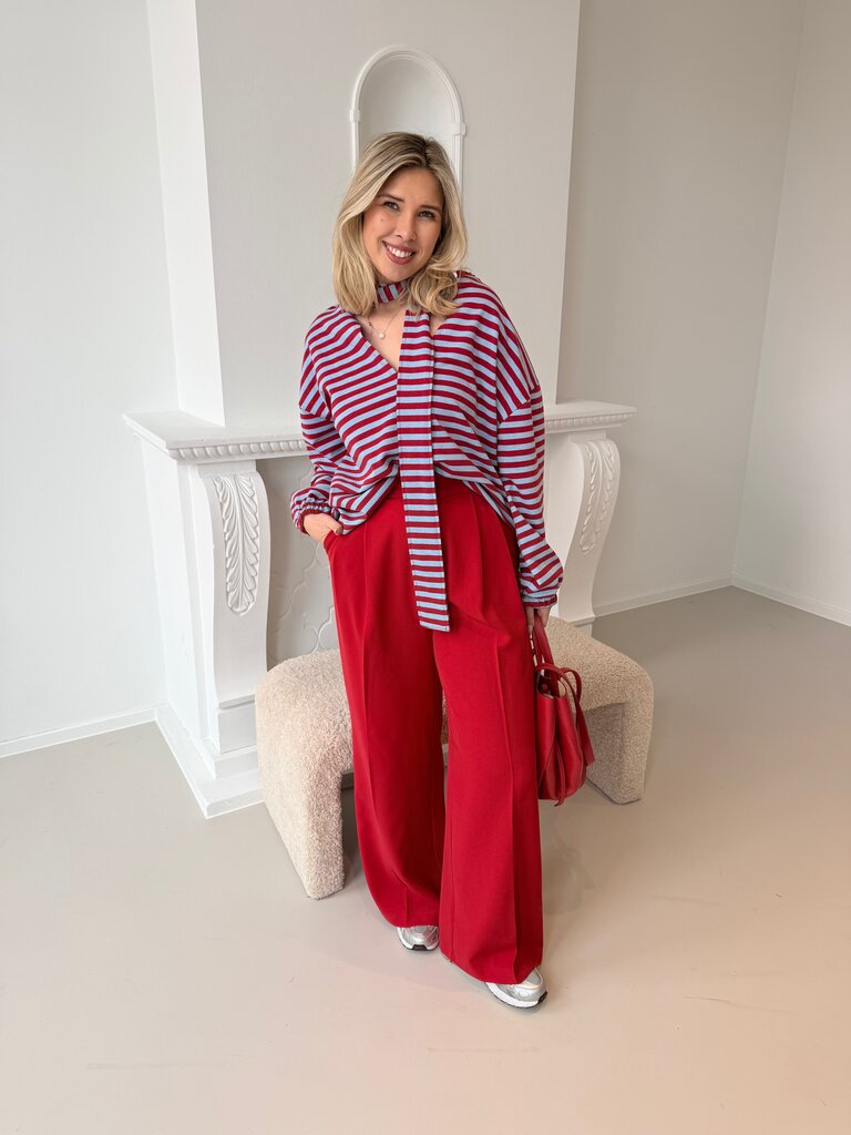 Morgane sweat with scarf red/blue