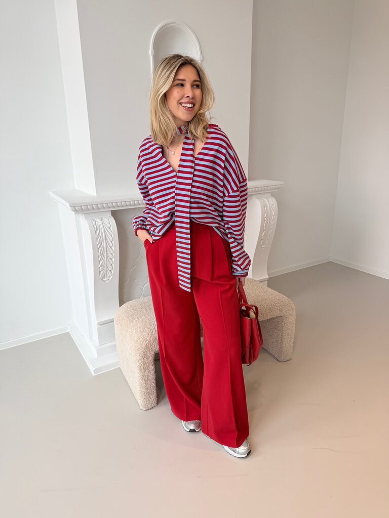 Morgane sweat with scarf red/blue