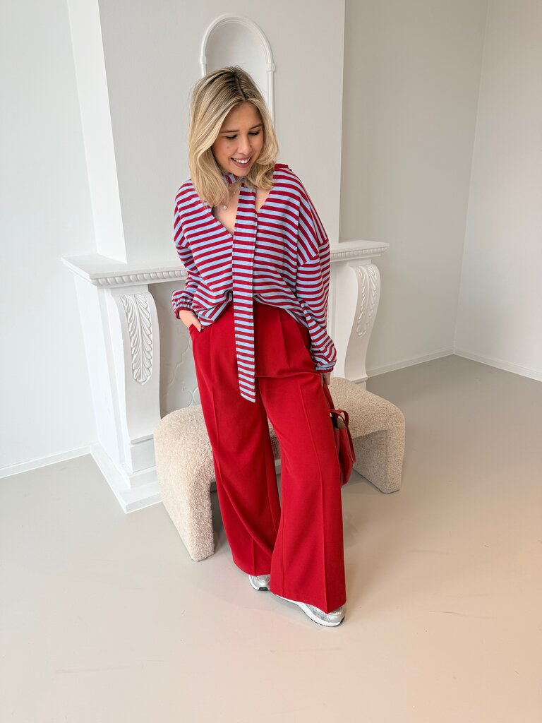 Morgane sweat with scarf red/blue