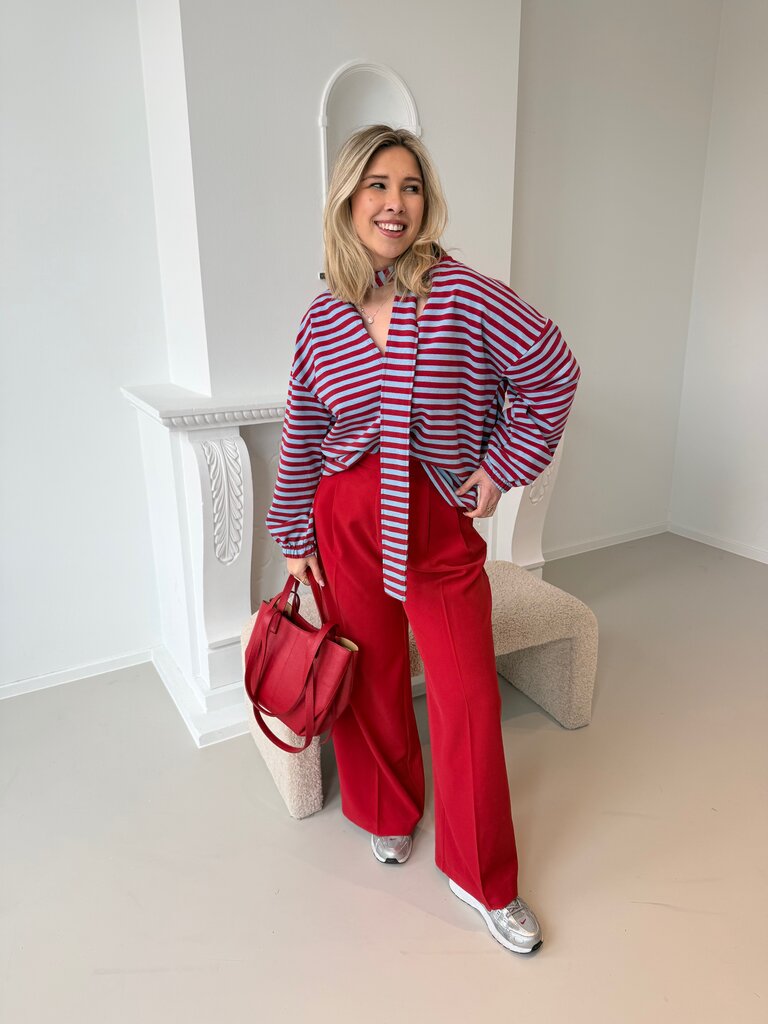 Morgane sweat with scarf red/blue