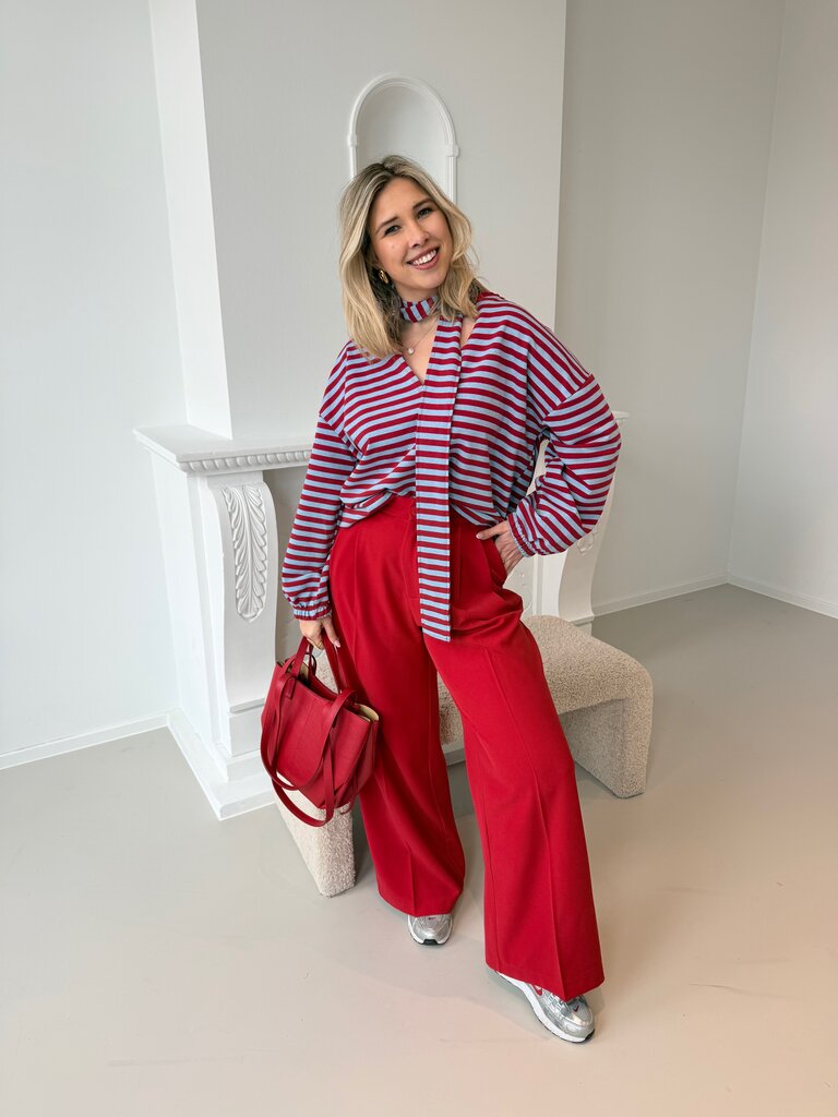 Morgane sweat with scarf red/blue