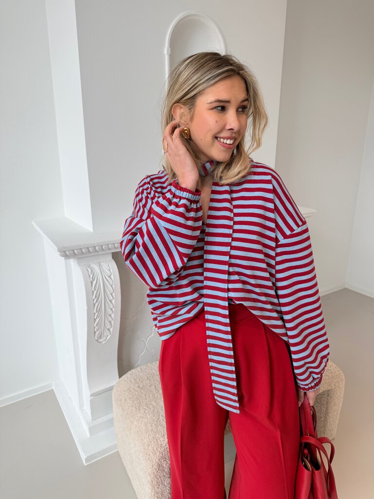 Morgane sweat with scarf red/blue