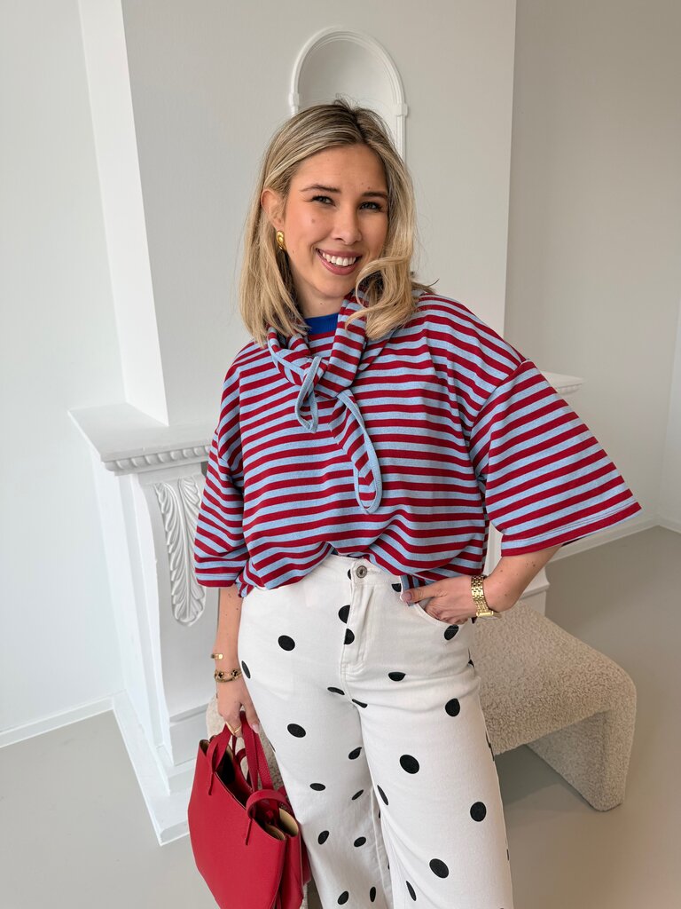 Avalon t-shirt with scarf red/blue