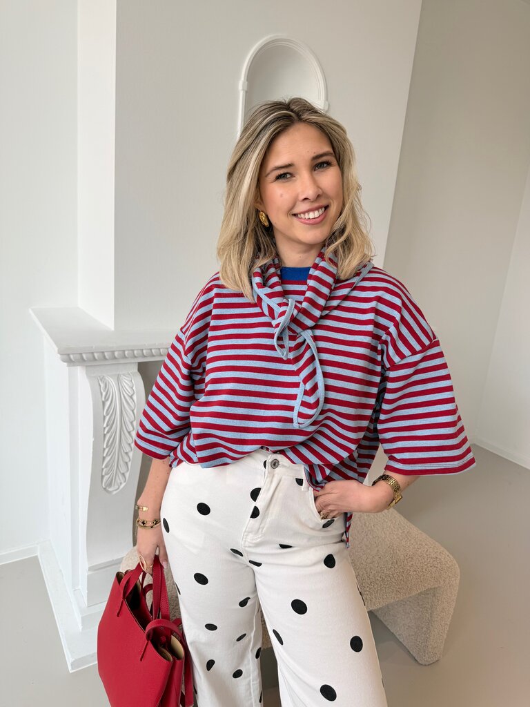 Avalon t-shirt with scarf red/blue