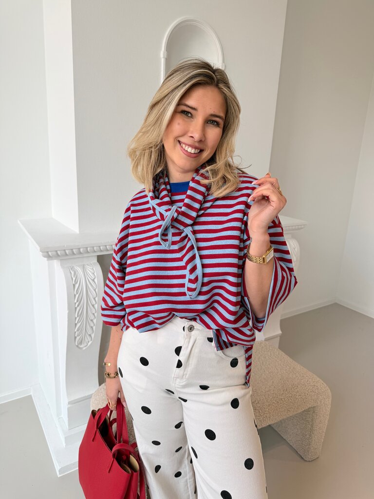 Avalon t-shirt with scarf red/blue