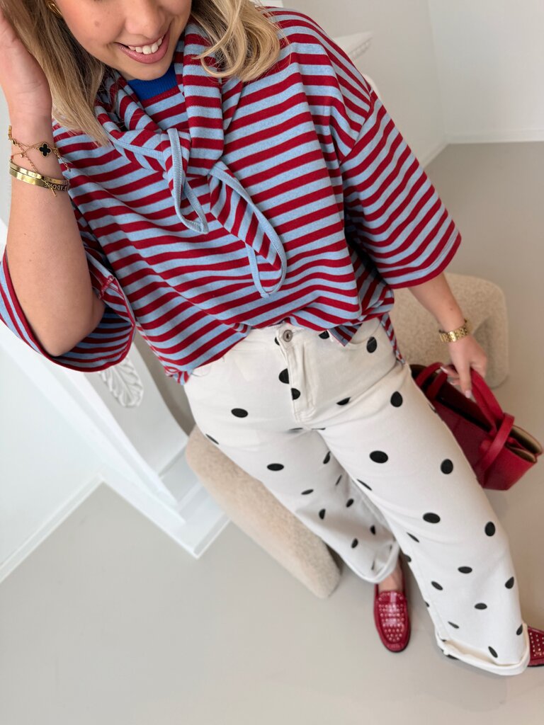 Avalon t-shirt with scarf red/blue