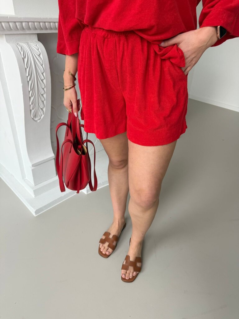 Terry short red