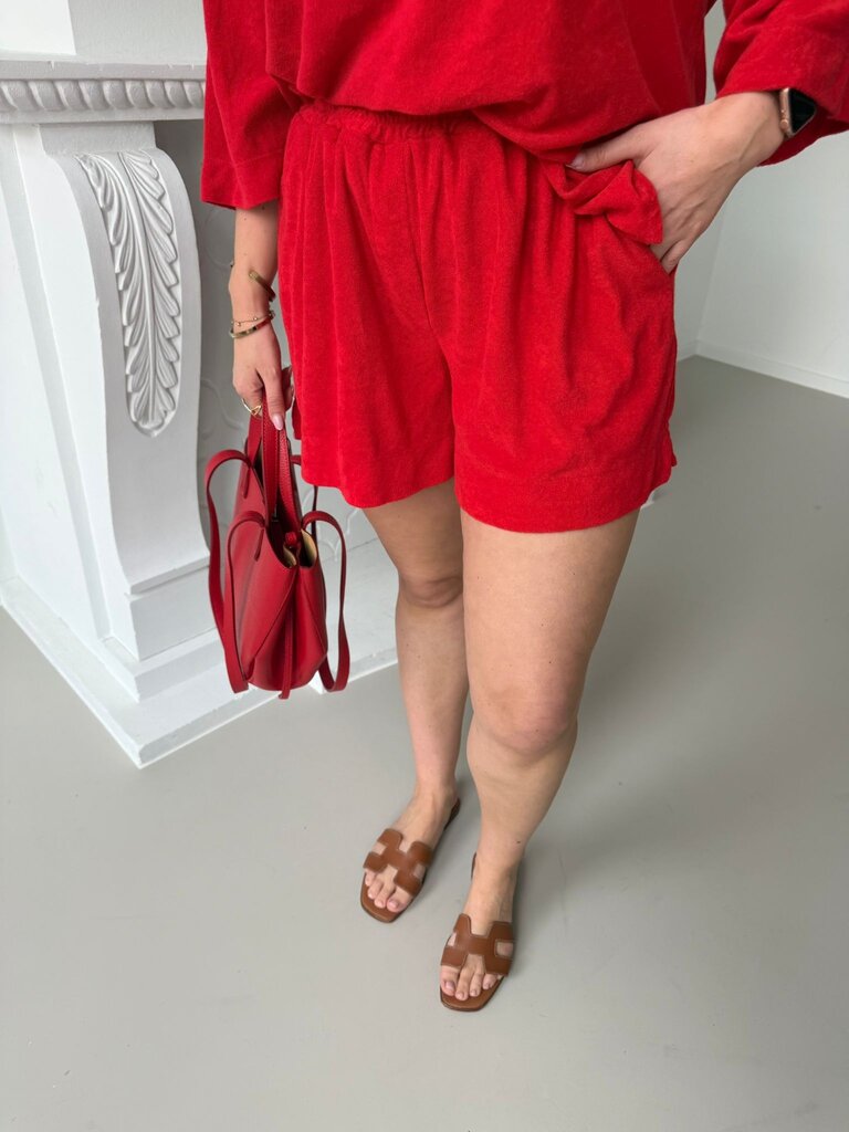 Terry short red