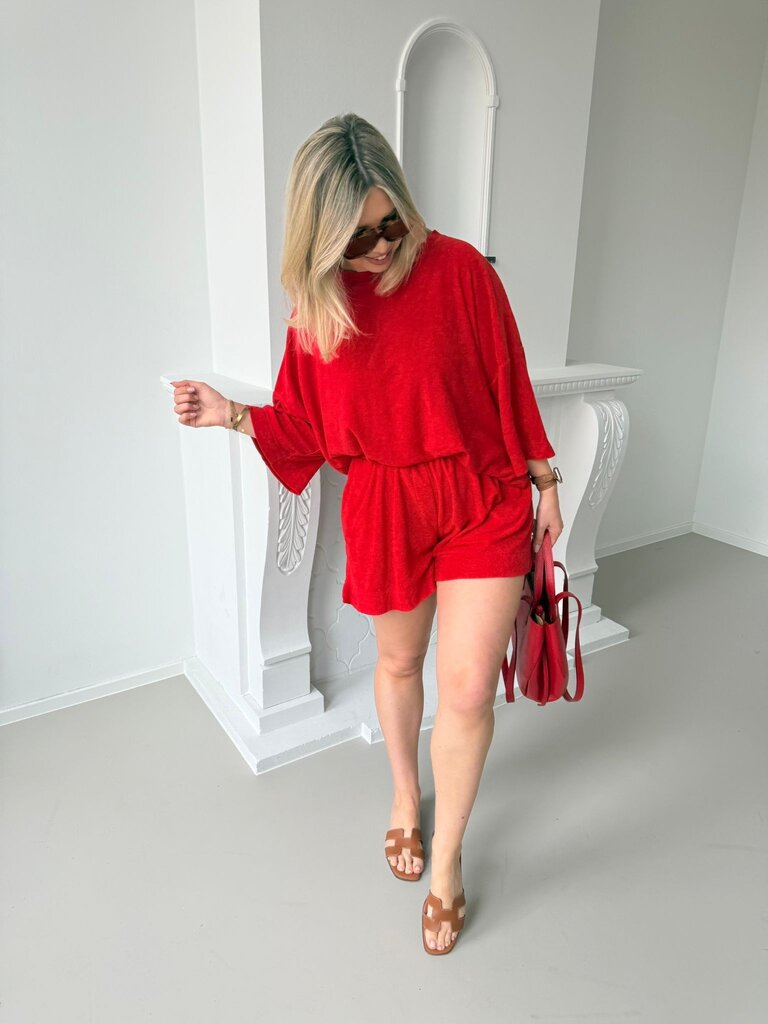 Terry short red
