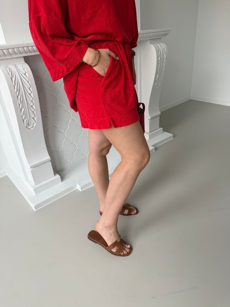 Terry short red