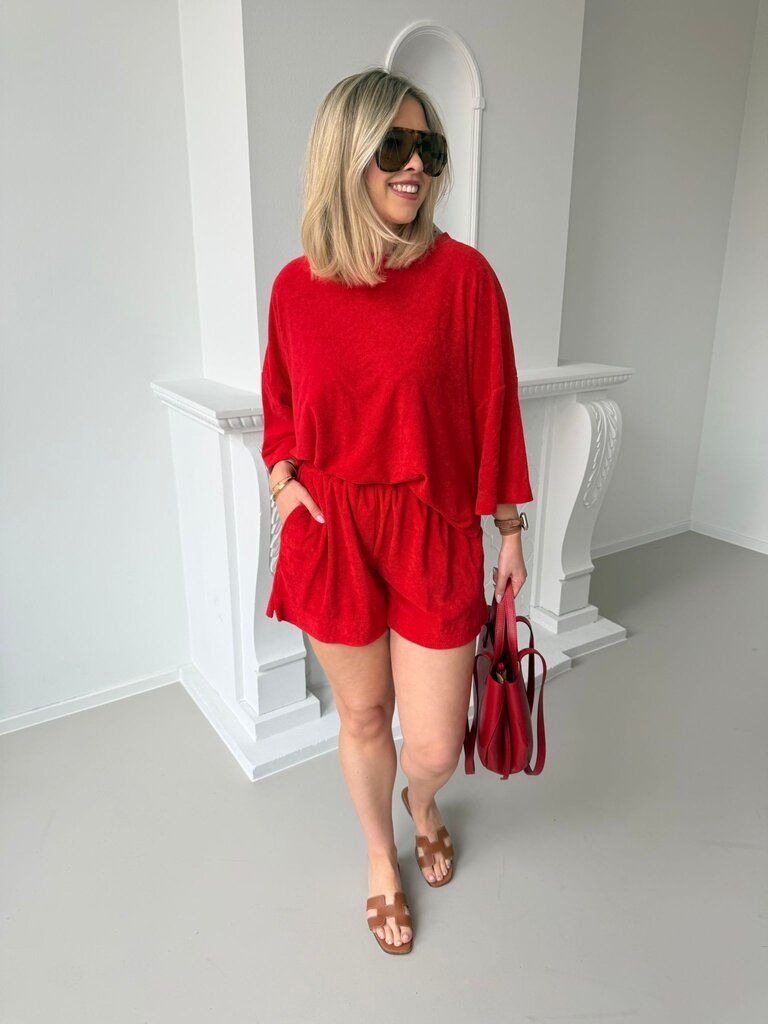 Terry short red