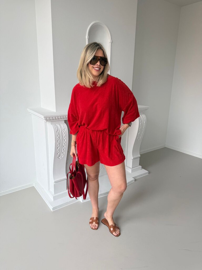 Terry short red