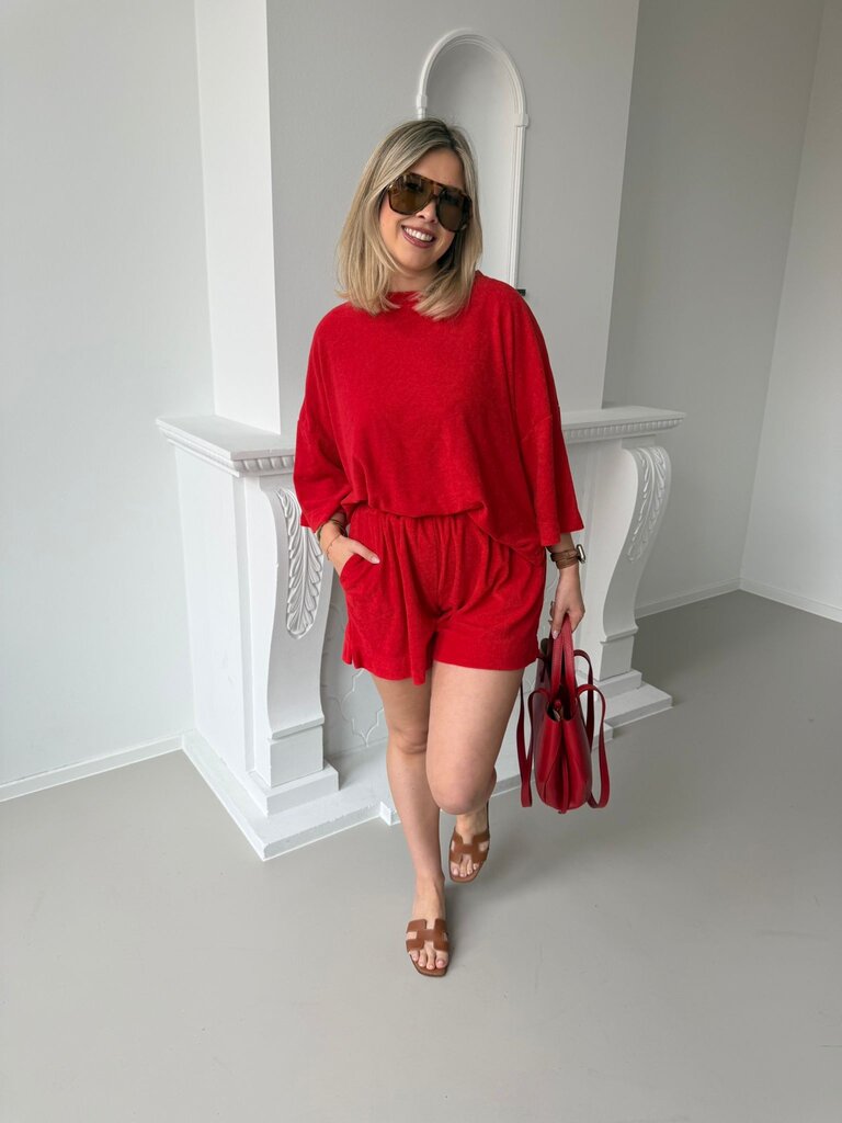 Terry short red