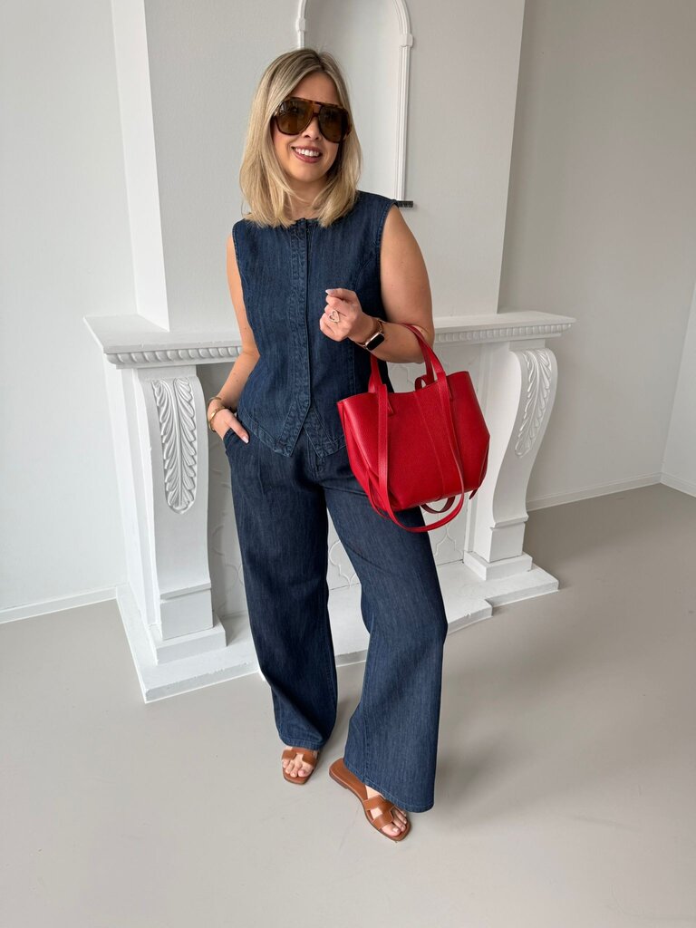 Lana mid waist pantalon blue