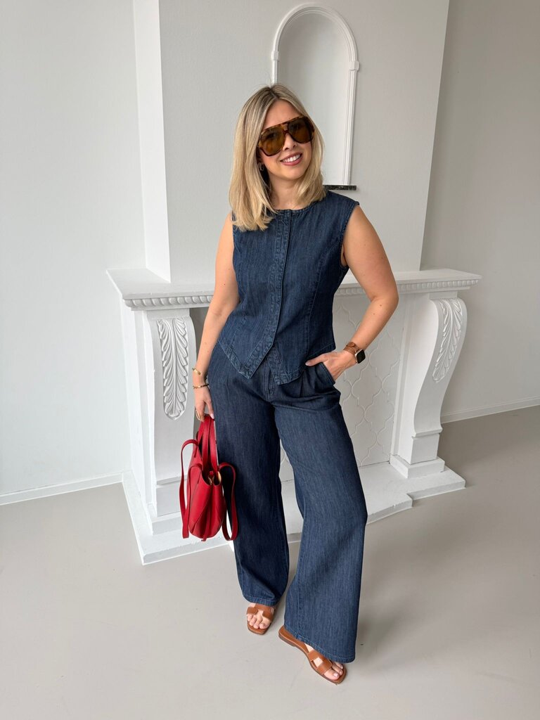 Lana mid waist pantalon blue