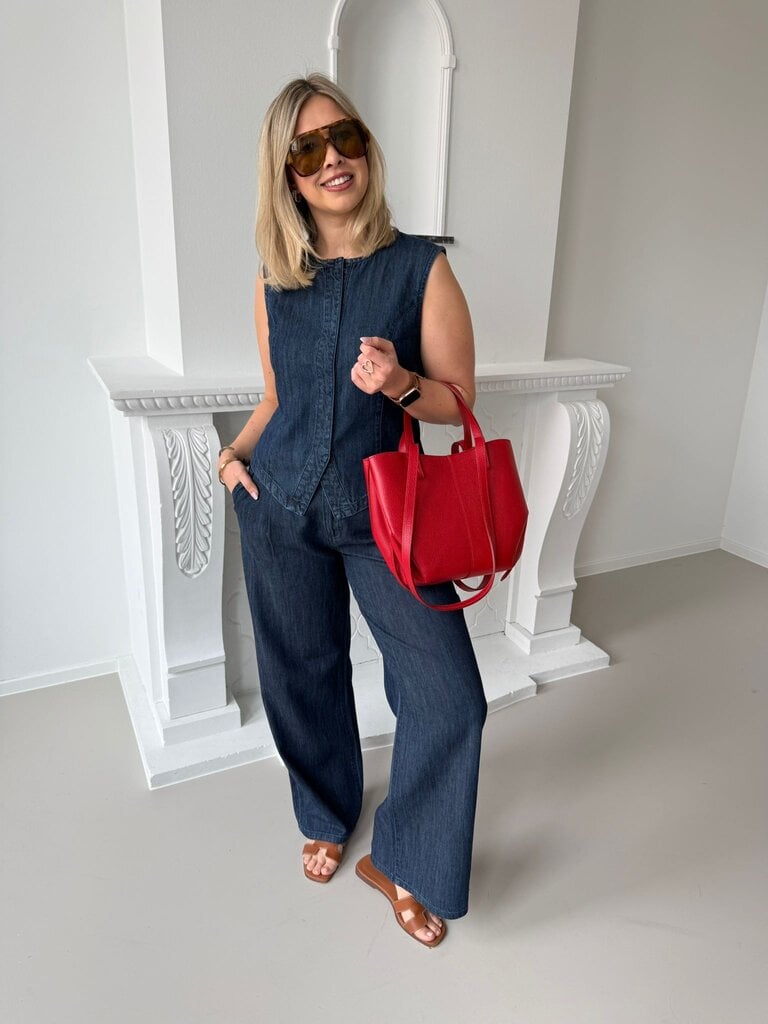 Lana mid waist pantalon blue