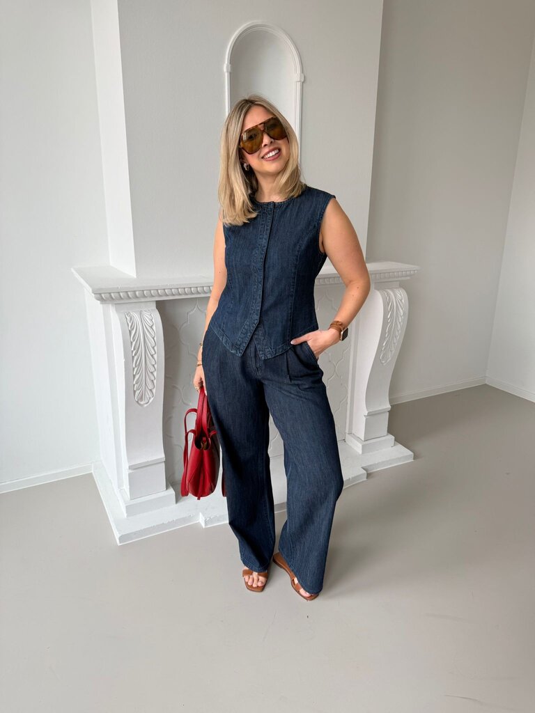 Lana mid waist pantalon blue