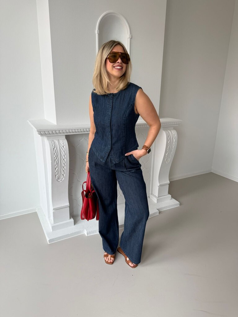 Lana mid waist pantalon blue