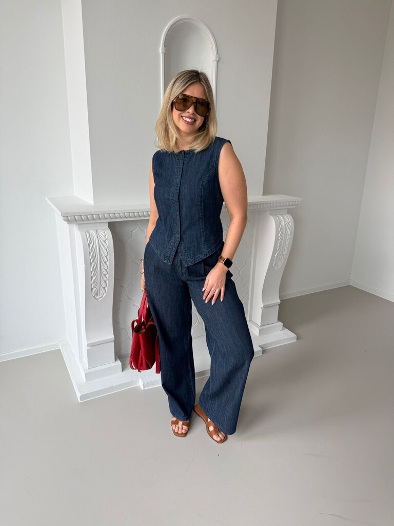 Lana mid waist pantalon blue