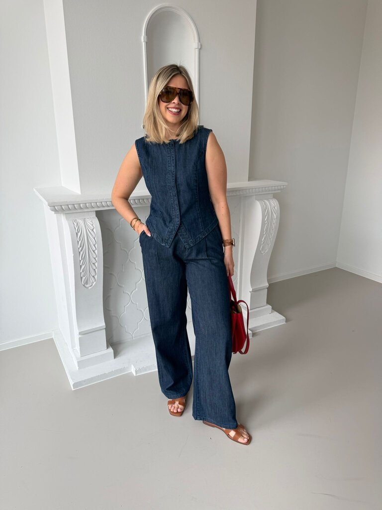 Lana mid waist pantalon blue