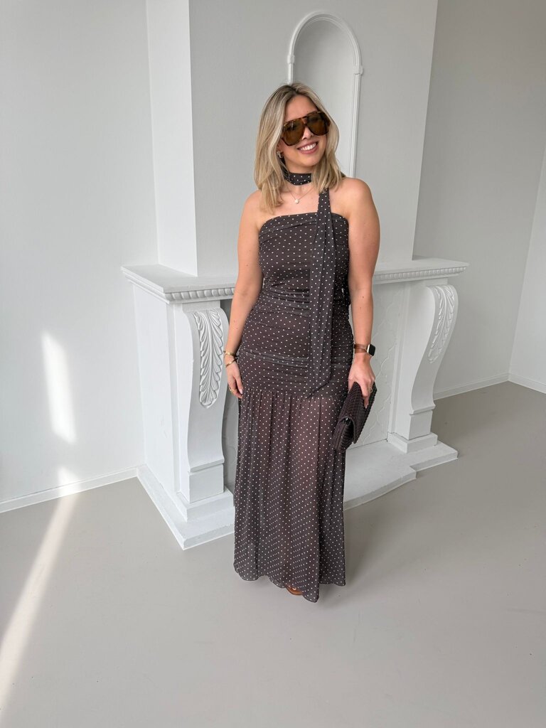 Elvira dress with scarf brown