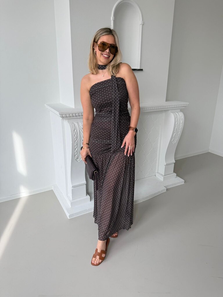 Elvira dress with scarf brown