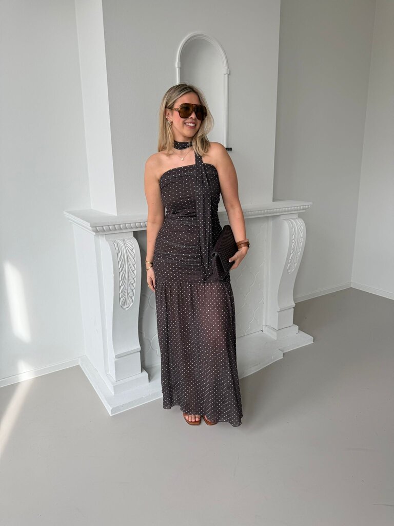 Elvira dress with scarf brown