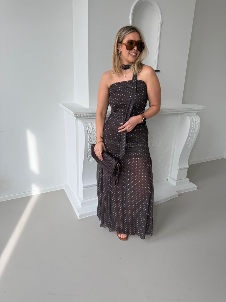 Elvira dress with scarf brown