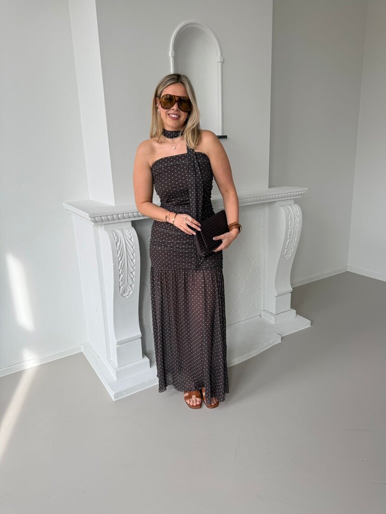 Elvira dress with scarf brown