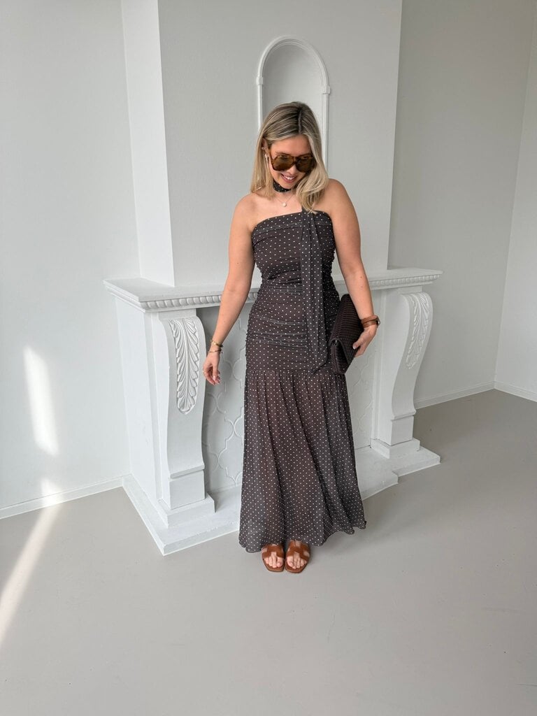 Elvira dress with scarf brown